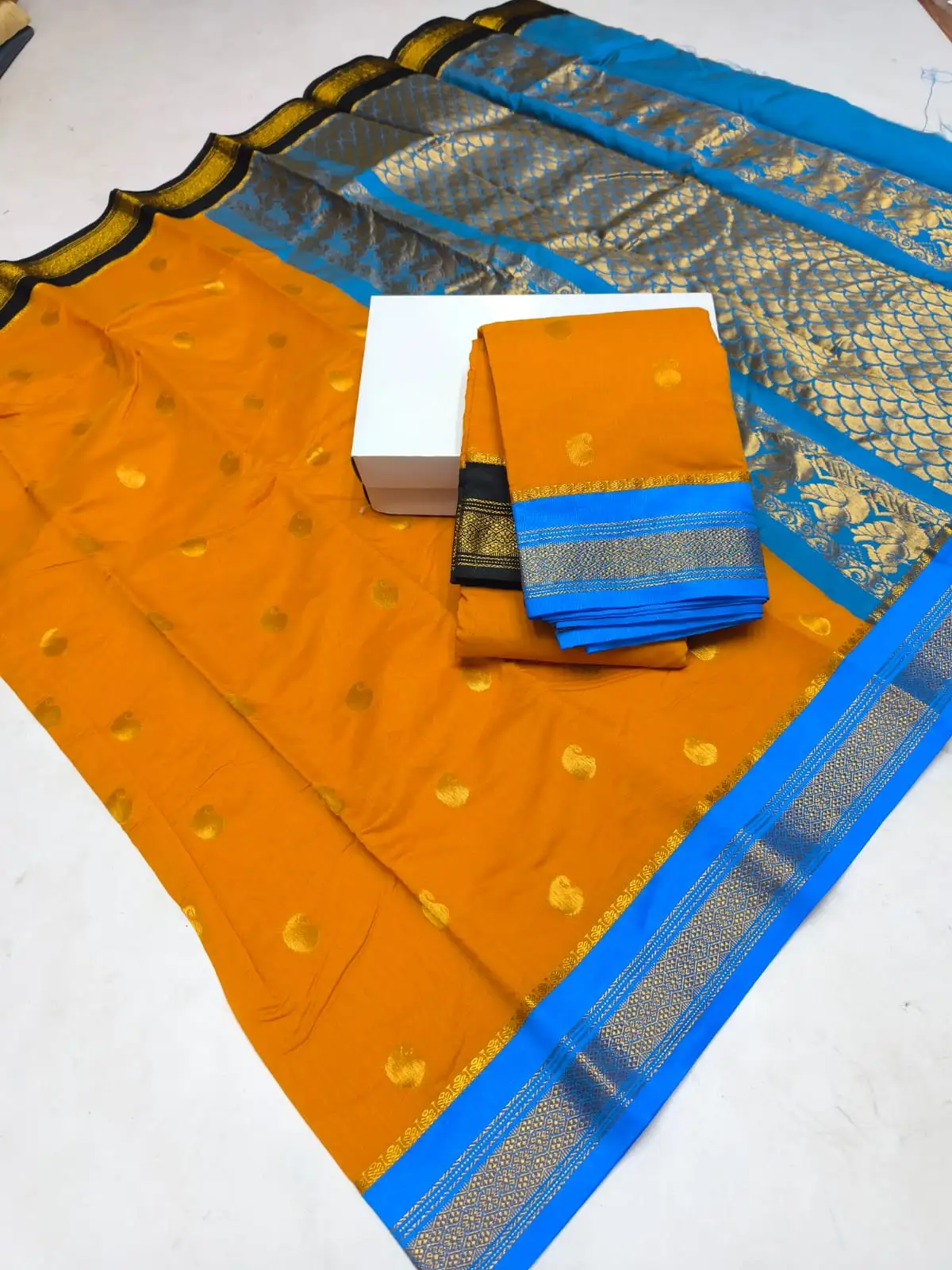 Kuppadam Korvai Twin Border Butta Silk Cotton Saree